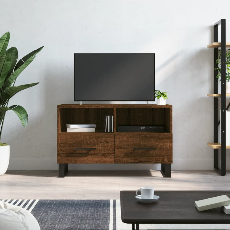 Tv-meubel 80x36x50 cm bewerkt hout bruin eikenkleur MeubelReus