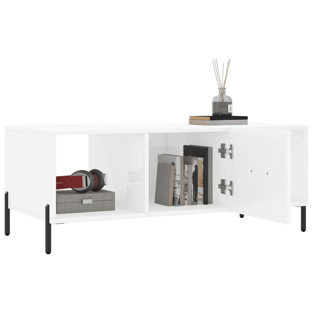 Salontafel 102x50x40 cm bewerkt hout hoogglans wit MeubelReus