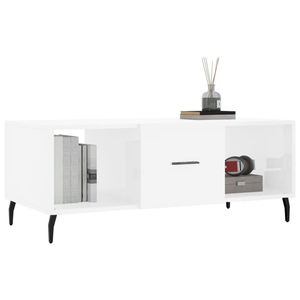 Salontafel 102x50x40 cm bewerkt hout hoogglans wit MeubelReus