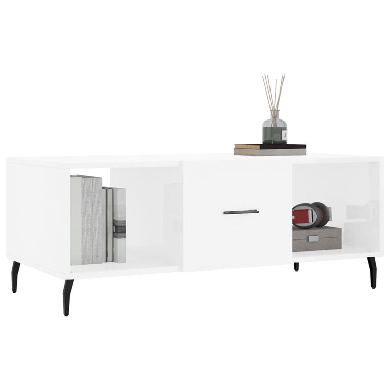 Salontafel 102x50x40 cm bewerkt hout hoogglans wit MeubelReus