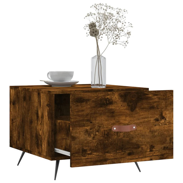 Salontafels 2 st 50x50x40 cm bewerkt hout gerookt eikenkleurig MeubelReus