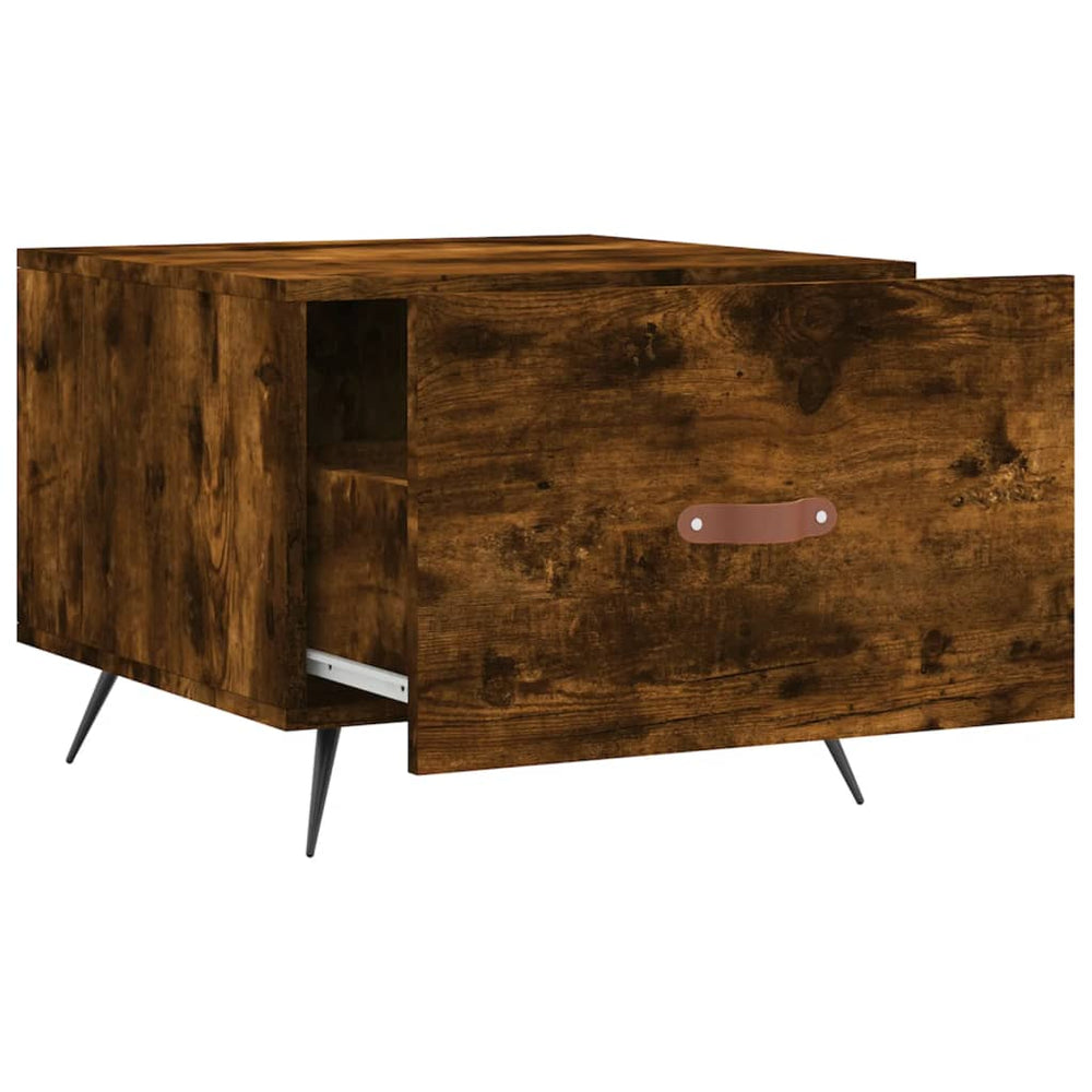 Salontafels 2 st 50x50x40 cm bewerkt hout gerookt eikenkleurig MeubelReus