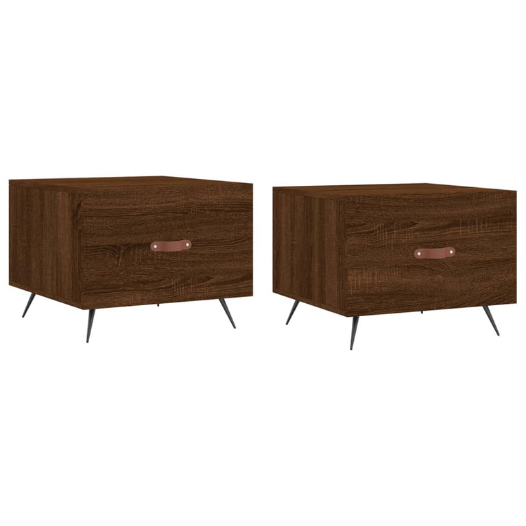 Salontafels 2 st 50x50x40 cm bewerkt hout bruin eikenkleur MeubelReus