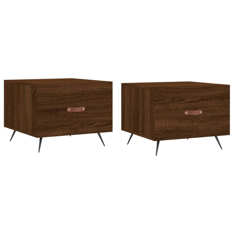 Salontafels 2 st 50x50x40 cm bewerkt hout bruin eikenkleur MeubelReus