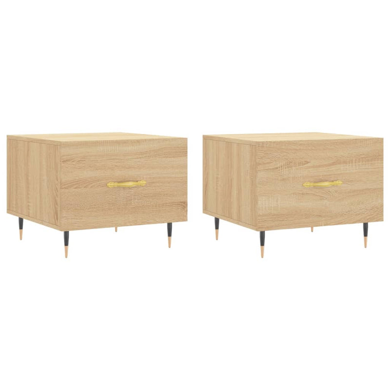 Salontafels 2 st 50x50x40 cm bewerkt hout sonoma eikenkleurig MeubelReus