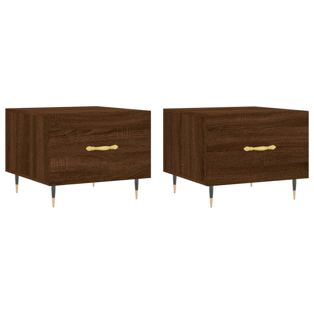 Salontafels 2 st 50x50x40 cm bewerkt hout bruin eikenkleur MeubelReus