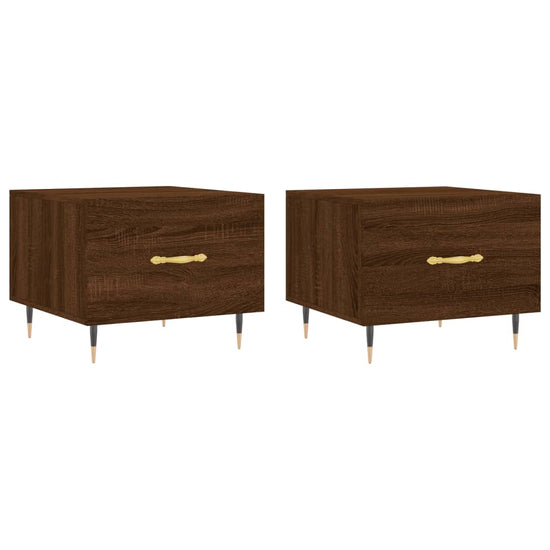 Salontafels 2 st 50x50x40 cm bewerkt hout bruin eikenkleur MeubelReus