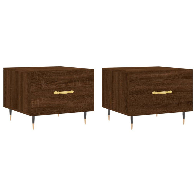 Salontafels 2 st 50x50x40 cm bewerkt hout bruin eikenkleur MeubelReus