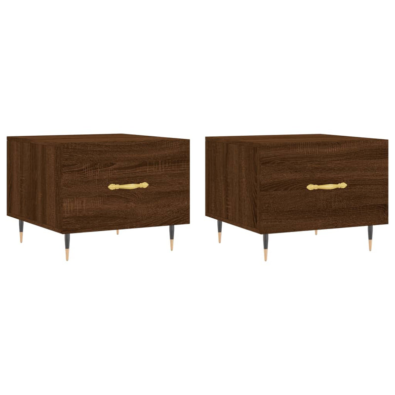 Salontafels 2 st 50x50x40 cm bewerkt hout bruin eikenkleur MeubelReus