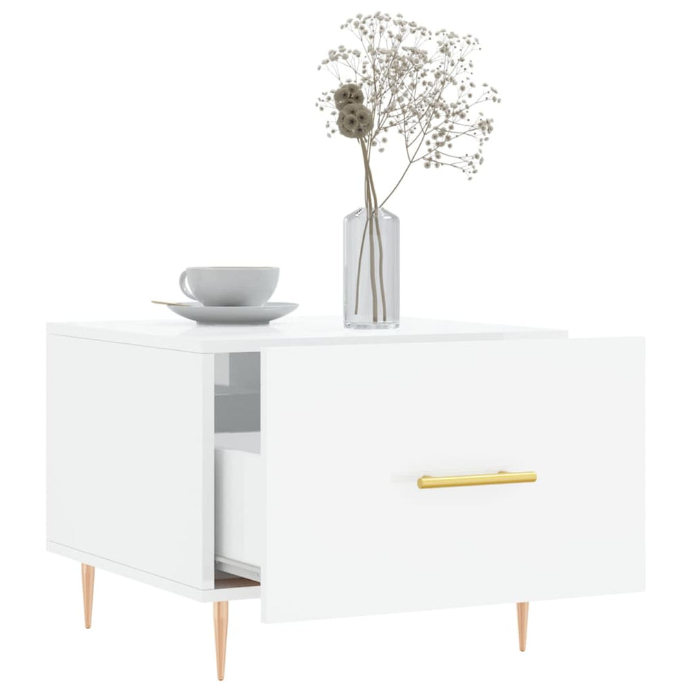 Salontafel 50x50x40 cm bewerkt hout hoogglans wit MeubelReus