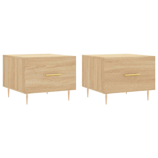 Salontafels 2 st 50x50x40 cm bewerkt hout sonoma eikenkleurig MeubelReus