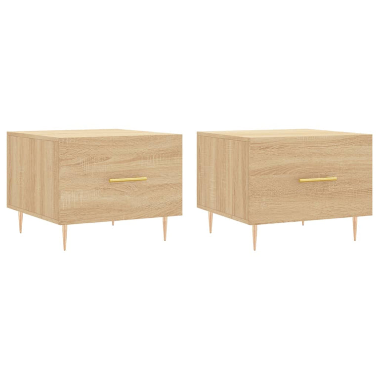 Salontafels 2 st 50x50x40 cm bewerkt hout sonoma eikenkleurig MeubelReus