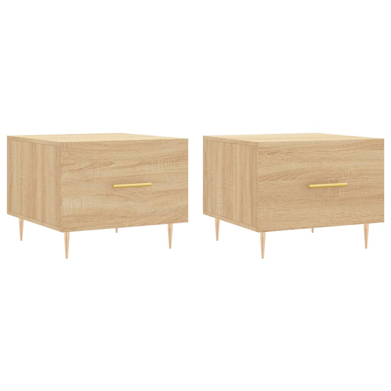 Salontafels 2 st 50x50x40 cm bewerkt hout sonoma eikenkleurig MeubelReus