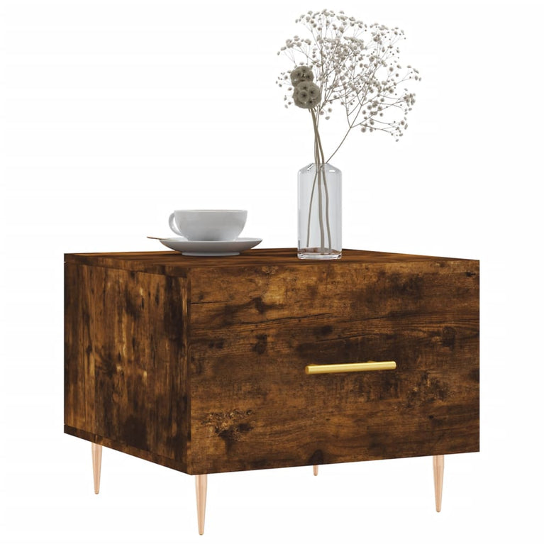Salontafels 2 st 50x50x40 cm bewerkt hout gerookt eikenkleurig MeubelReus