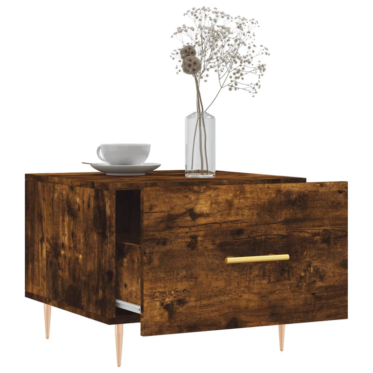 Salontafels 2 st 50x50x40 cm bewerkt hout gerookt eikenkleurig MeubelReus