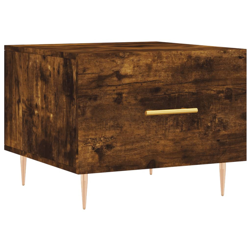 Salontafels 2 st 50x50x40 cm bewerkt hout gerookt eikenkleurig MeubelReus