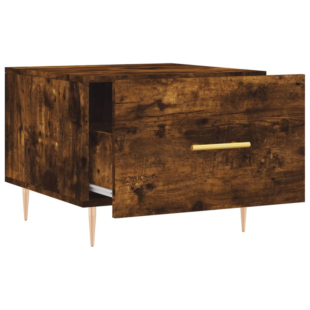 Salontafels 2 st 50x50x40 cm bewerkt hout gerookt eikenkleurig MeubelReus