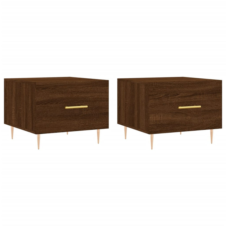 Salontafels 2 st 50x50x40 cm bewerkt hout bruin eikenkleur MeubelReus