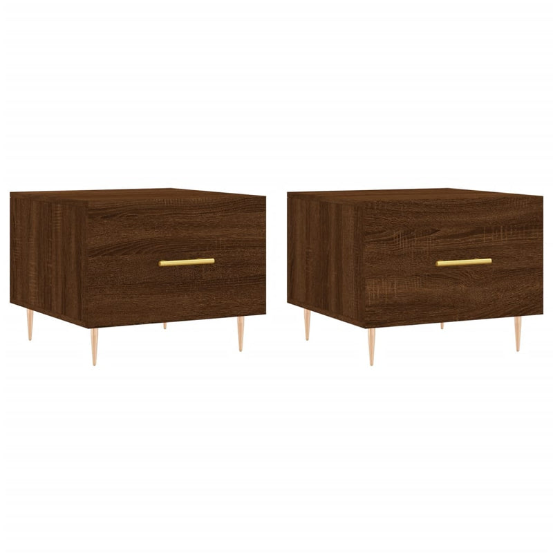 Salontafels 2 st 50x50x40 cm bewerkt hout bruin eikenkleur MeubelReus