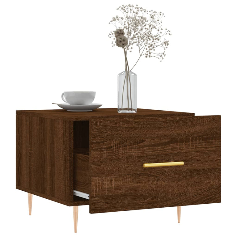 Salontafels 2 st 50x50x40 cm bewerkt hout bruin eikenkleur MeubelReus