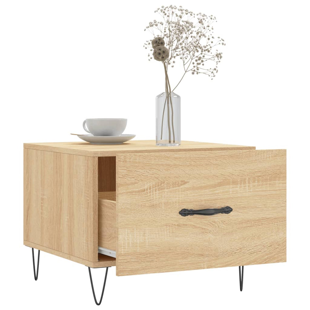 Salontafels 2 st 50x50x40 cm bewerkt hout sonoma eikenkleurig MeubelReus