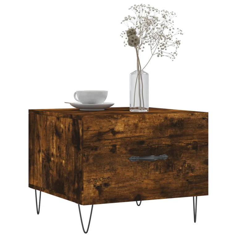Salontafels 2 st 50x50x40 cm bewerkt hout gerookt eikenkleurig MeubelReus