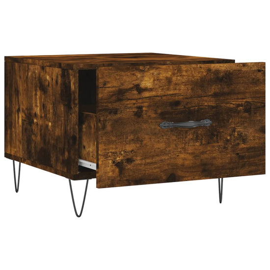 Salontafels 2 st 50x50x40 cm bewerkt hout gerookt eikenkleurig MeubelReus