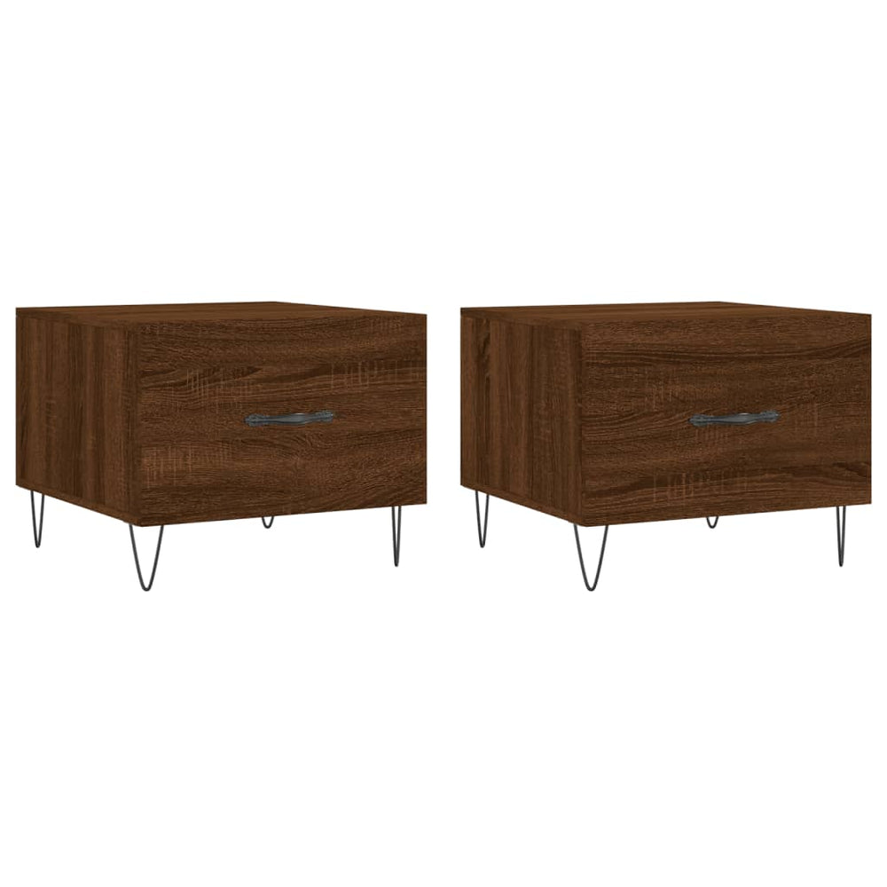 Salontafels 2 st 50x50x40 cm bewerkt hout bruin eikenkleur MeubelReus