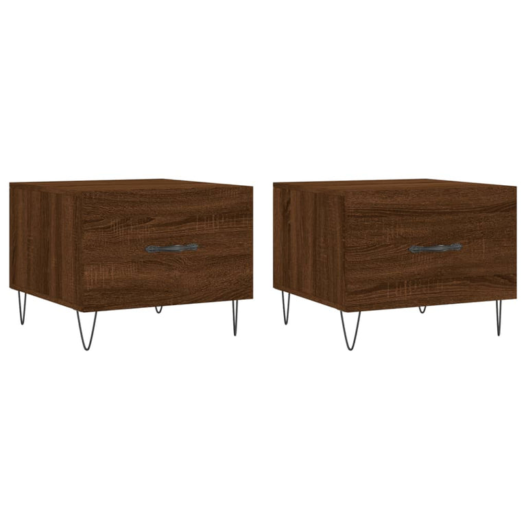 Salontafels 2 st 50x50x40 cm bewerkt hout bruin eikenkleur MeubelReus