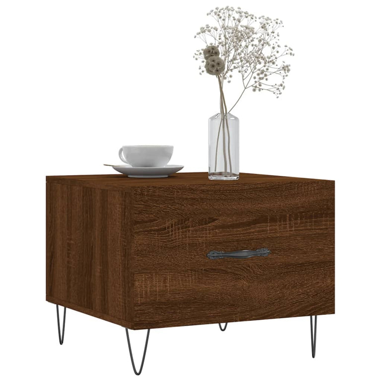 Salontafels 2 st 50x50x40 cm bewerkt hout bruin eikenkleur MeubelReus