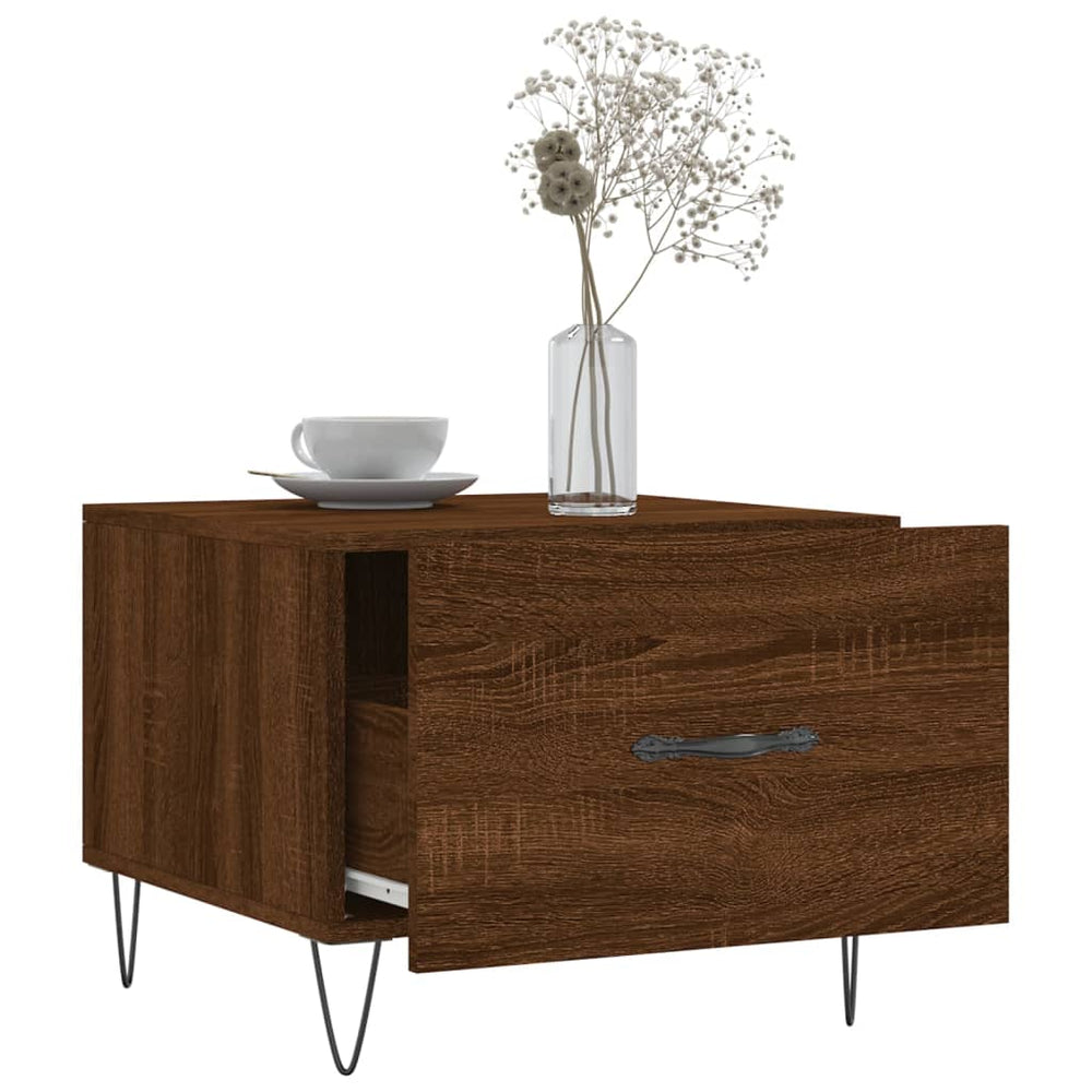 Salontafels 2 st 50x50x40 cm bewerkt hout bruin eikenkleur MeubelReus