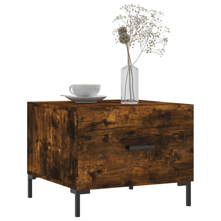 Salontafels 2 st 50x50x40 cm bewerkt hout gerookt eikenkleurig MeubelReus