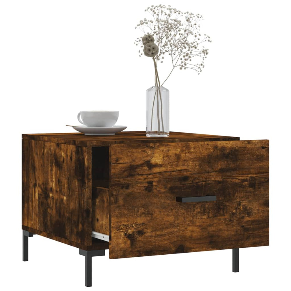 Salontafels 2 st 50x50x40 cm bewerkt hout gerookt eikenkleurig MeubelReus