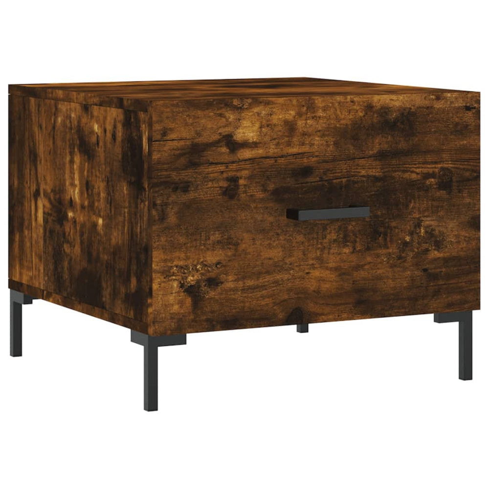 Salontafels 2 st 50x50x40 cm bewerkt hout gerookt eikenkleurig MeubelReus