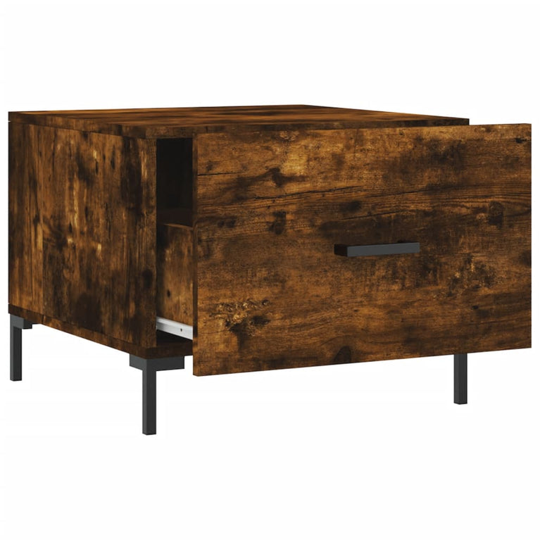 Salontafels 2 st 50x50x40 cm bewerkt hout gerookt eikenkleurig MeubelReus