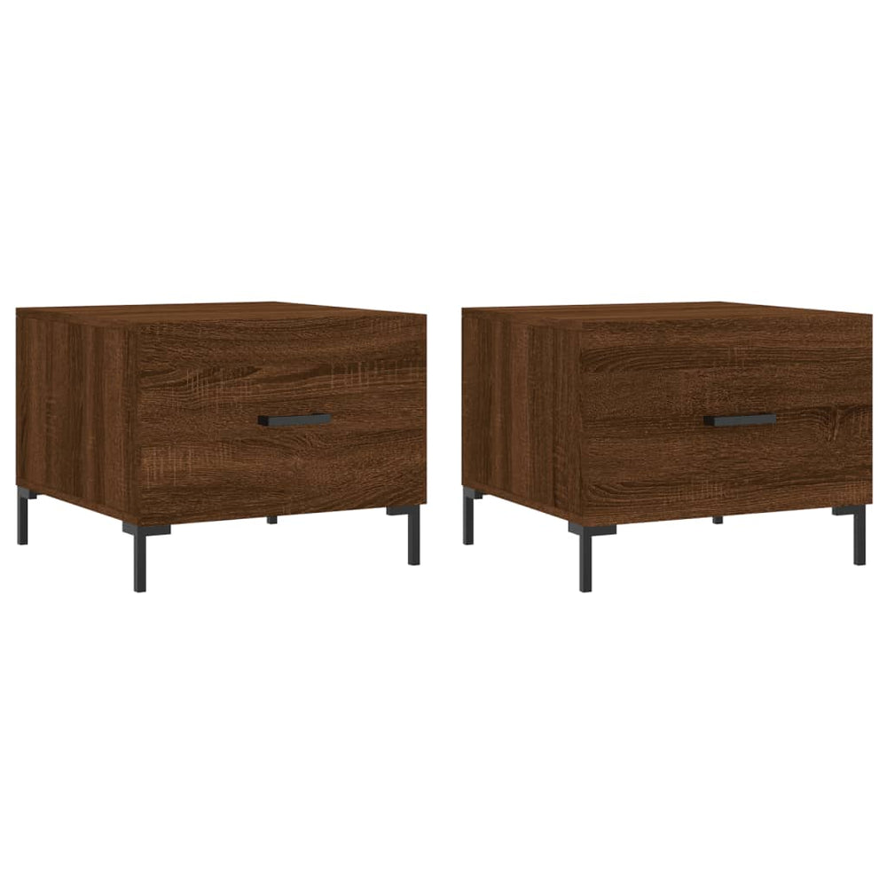 Salontafels 2 st 50x50x40 cm bewerkt hout bruin eikenkleur MeubelReus