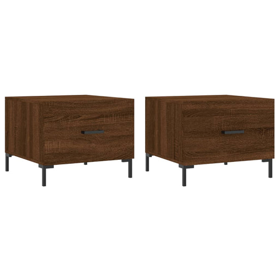 Salontafels 2 st 50x50x40 cm bewerkt hout bruin eikenkleur MeubelReus