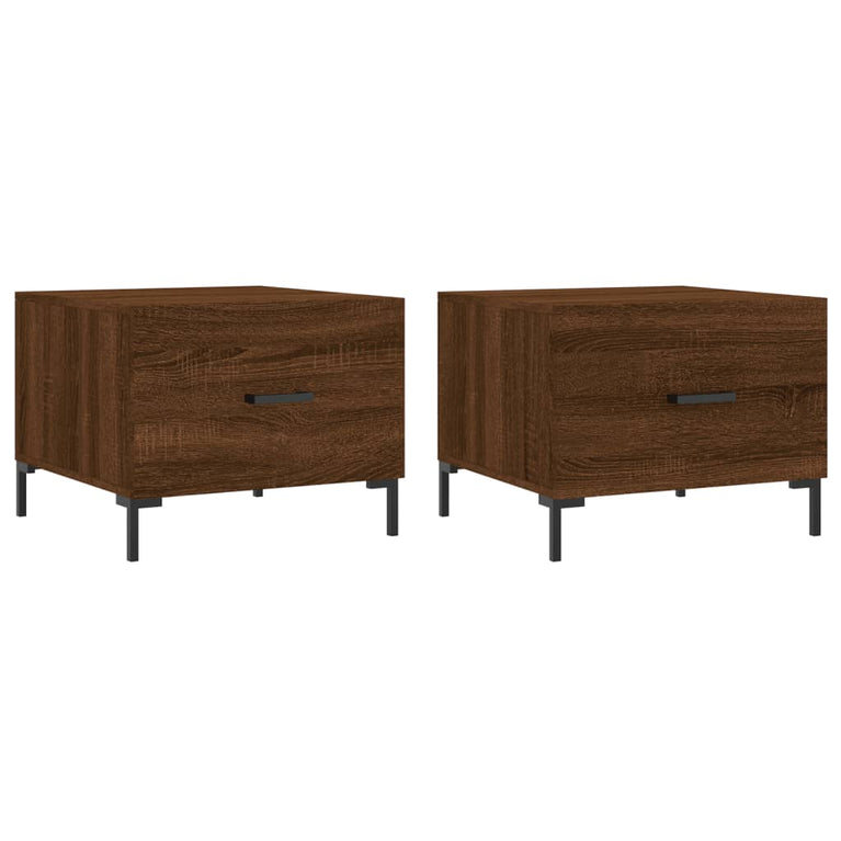 Salontafels 2 st 50x50x40 cm bewerkt hout bruin eikenkleur MeubelReus