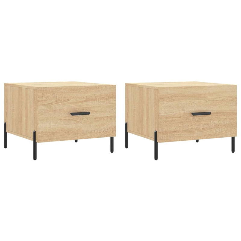 Salontafels 2 st 50x50x40 cm bewerkt hout sonoma eikenkleurig MeubelReus