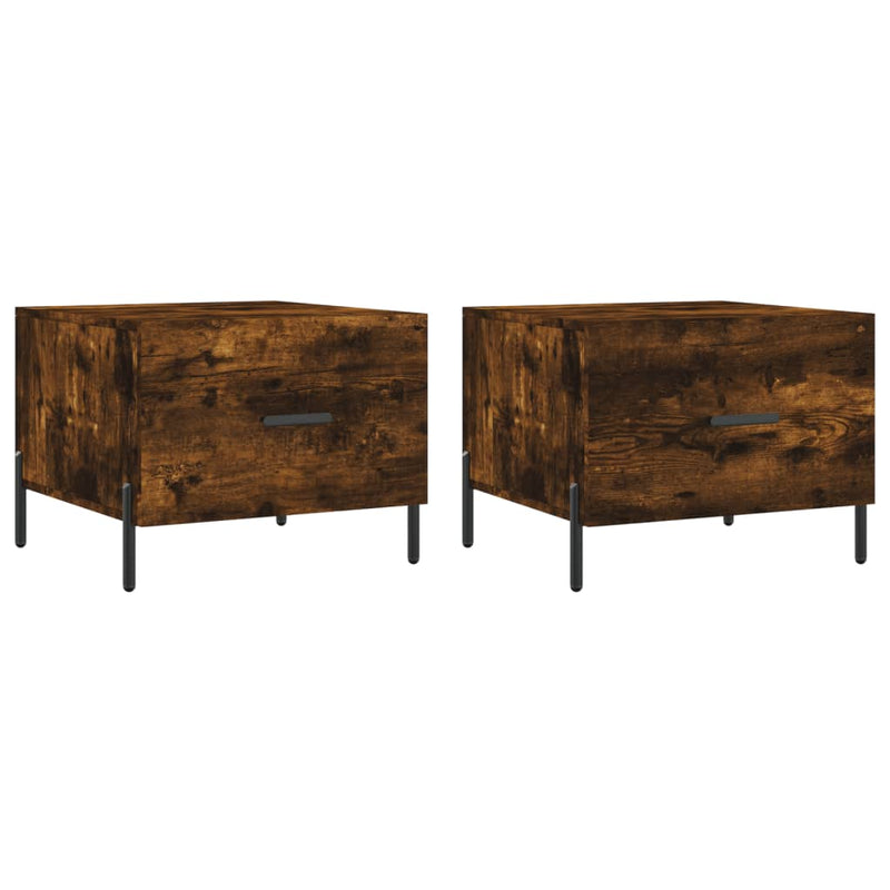 Salontafels 2 st 50x50x40 cm bewerkt hout gerookt eikenkleurig MeubelReus