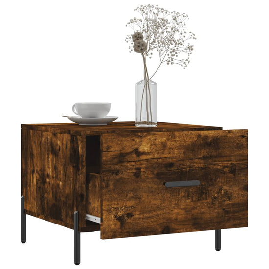 Salontafels 2 st 50x50x40 cm bewerkt hout gerookt eikenkleurig MeubelReus