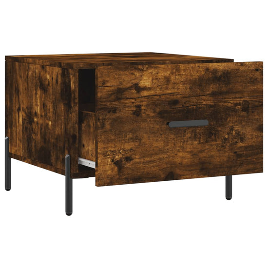 Salontafels 2 st 50x50x40 cm bewerkt hout gerookt eikenkleurig MeubelReus