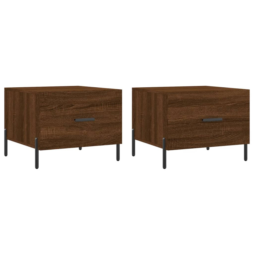 Salontafels 2 st 50x50x40 cm bewerkt hout bruin eikenkleur MeubelReus