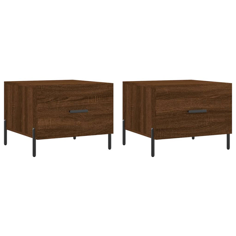 Salontafels 2 st 50x50x40 cm bewerkt hout bruin eikenkleur MeubelReus