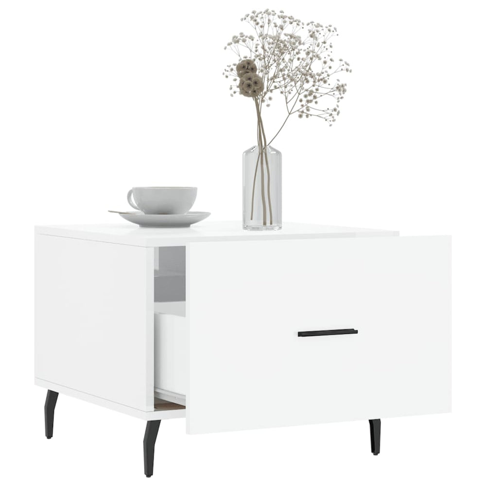 Salontafel 50x50x40 cm bewerkt hout hoogglans wit MeubelReus