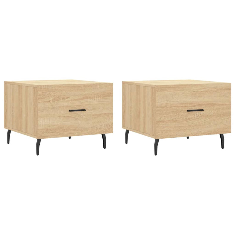 Salontafels 2 st 50x50x40 cm bewerkt hout sonoma eikenkleurig MeubelReus