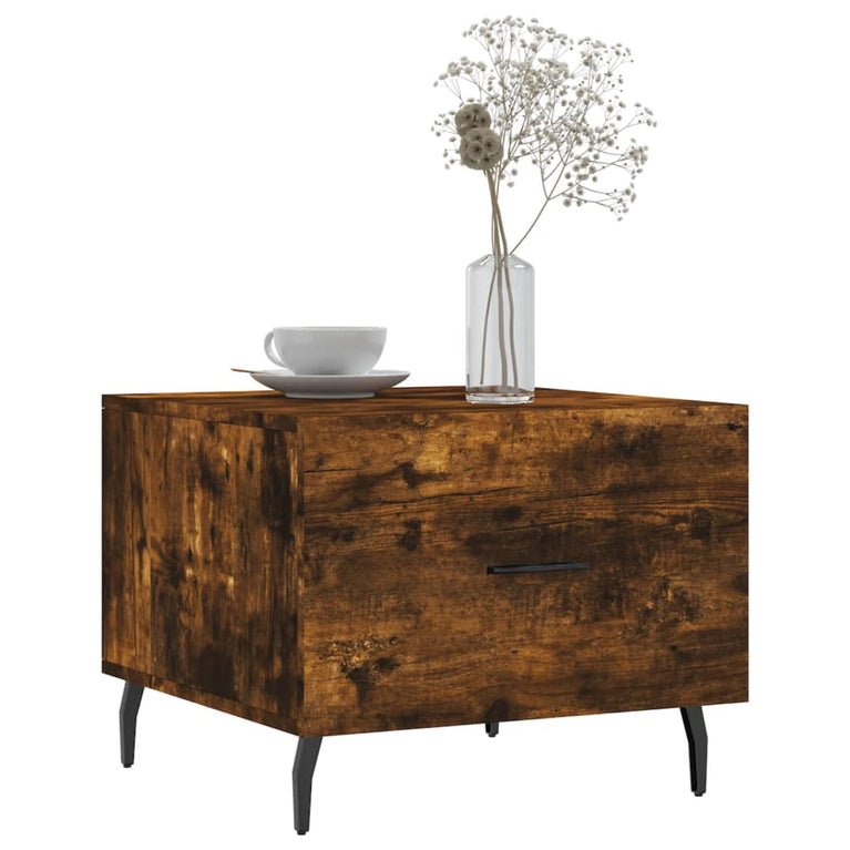 Salontafels 2 st 50x50x40 cm bewerkt hout gerookt eikenkleurig MeubelReus