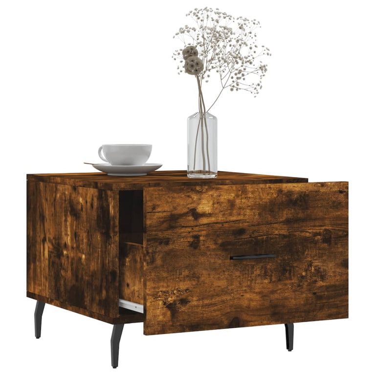 Salontafels 2 st 50x50x40 cm bewerkt hout gerookt eikenkleurig MeubelReus