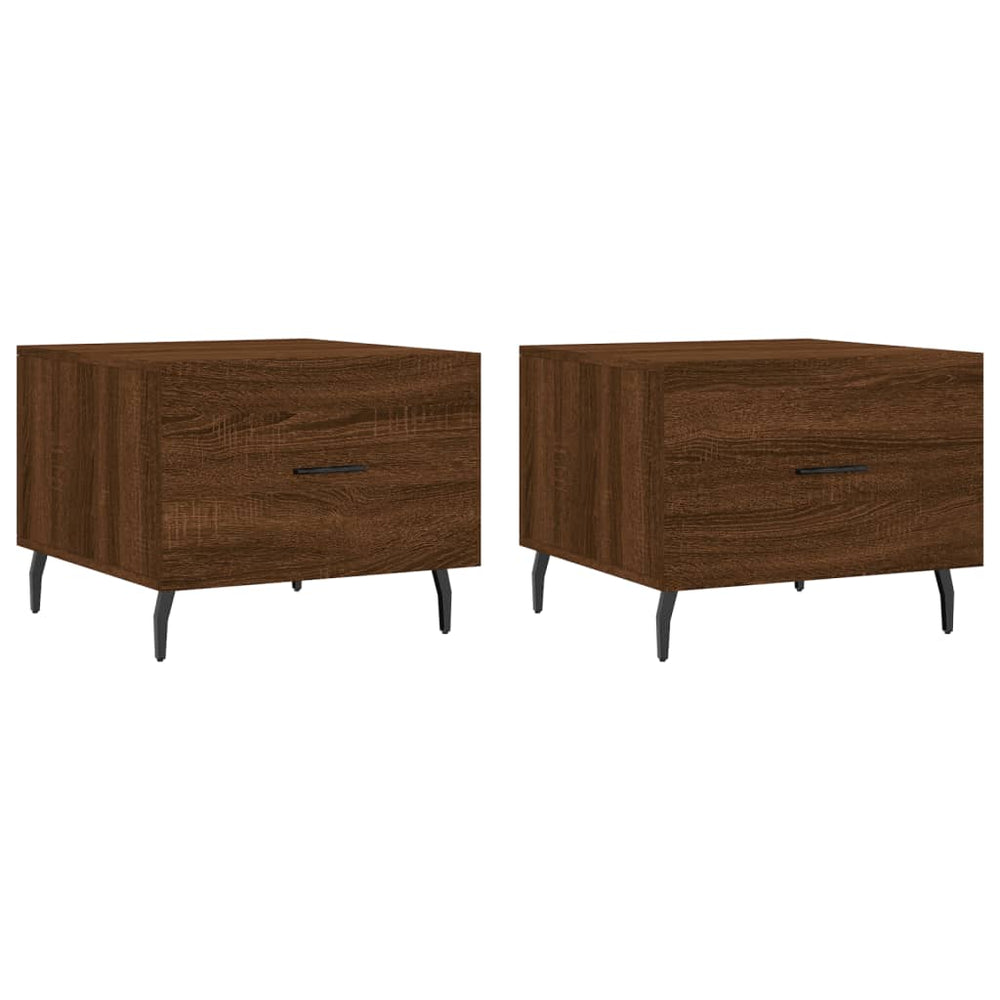 Salontafels 2 st 50x50x40 cm bewerkt hout bruin eikenkleur MeubelReus