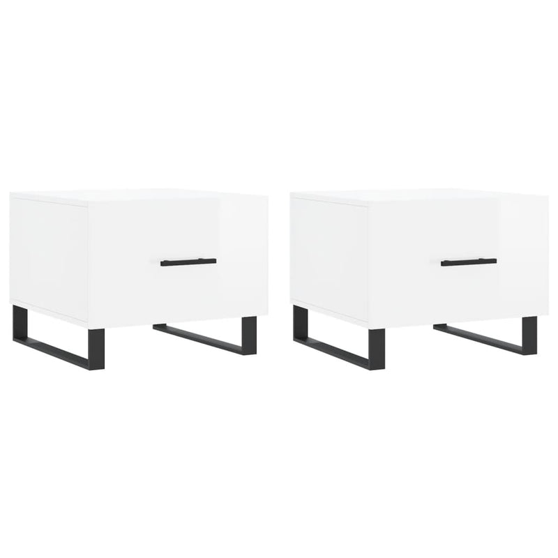 Salontafels 2 st 50x50x40 cm bewerkt hout hoogglans wit MeubelReus